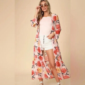 Women’s floral Kimono, wrap dress, beach cover up by Rokono. Size Large